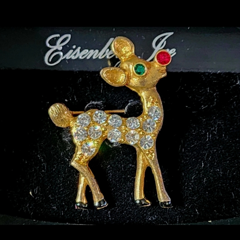***Rare Find***  Eisenberg Ice brooch featuring Rudolph the Red Nosed Reindeer
